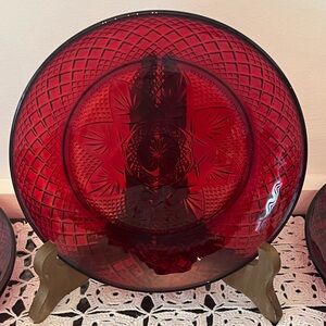 Cristal D'Arques - Durand Antique Ruby Luncheon Plates, Set of 3 - 8” Plates